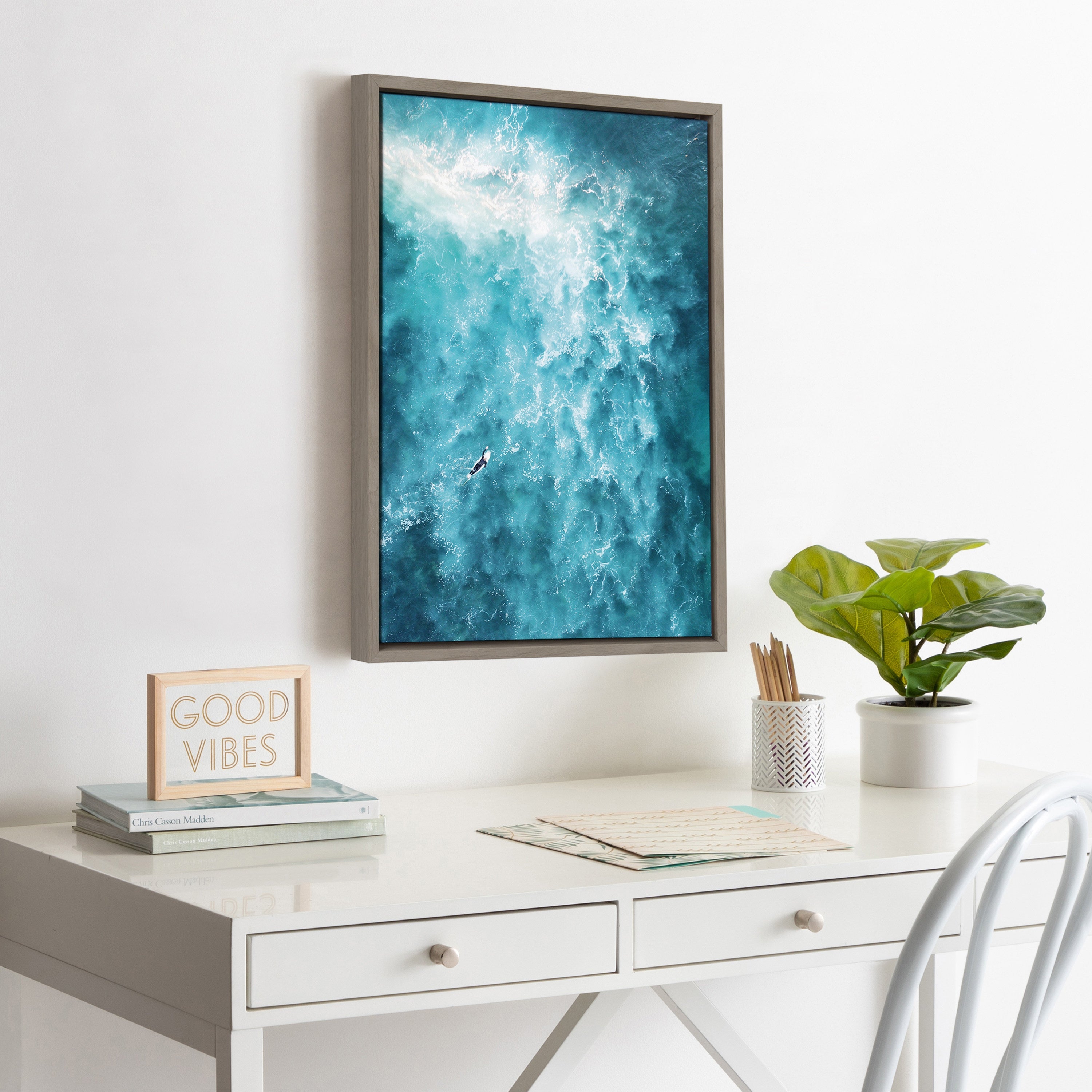 Sylvie La Jolla 7 Framed Canvas by Rachel Bolgov by kateandlaurel - product image 11 for Resin Society