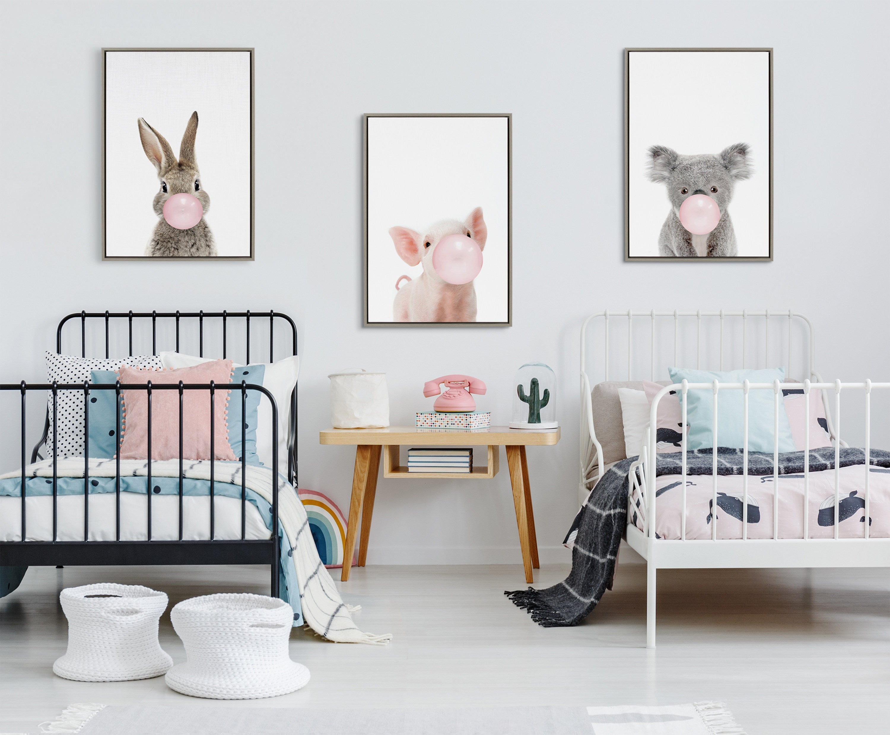 Sylvie Bubble Gum Piglet Framed Canvas by Amy Peterson Art Studio by kateandlaurel - product image 13 for Resin Society