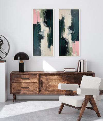 Sylvie Emerald Blush Framed Canvas by Amy Lighthall