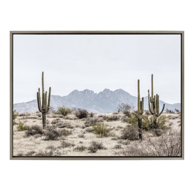 Sylvie Tall Saguaro Cacti Desert Mountain Framed Canvas by kateandlaurel - product image 3 for Resin Society