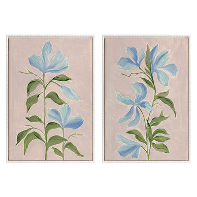 Sylvie Beaded Elegant Spring II and Elegant Spring III framed canvas art set showing spring floral prints with vintage beaded frames.