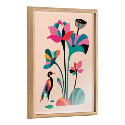 Blake Mid Century Modern Lotus Framed Printed Glass by kateandlaurel - main product image for Resin Society