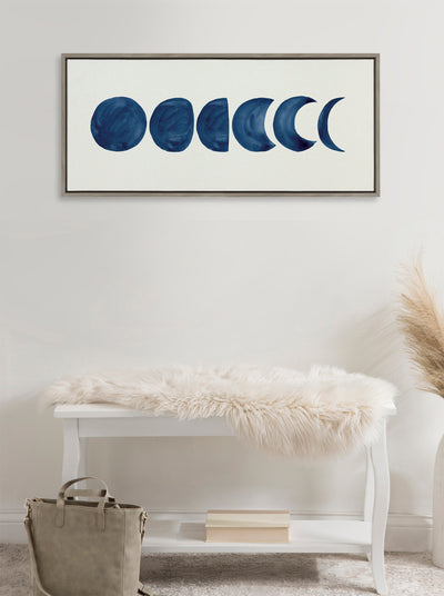 Sylvie Linear Moon Phases Framed Canvas by Teju Reval of SnazzyHues