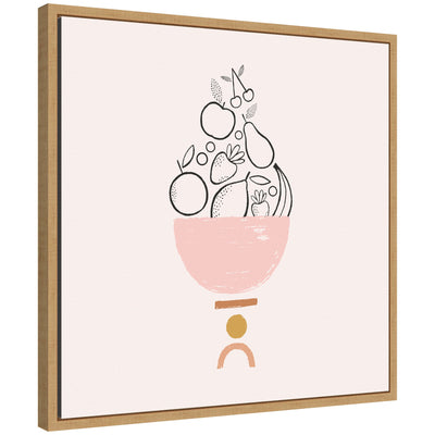 Abstract framed canvas art titled Bowl of Fruitness showing colorful shapes reminiscent of fruit inside a bowl
