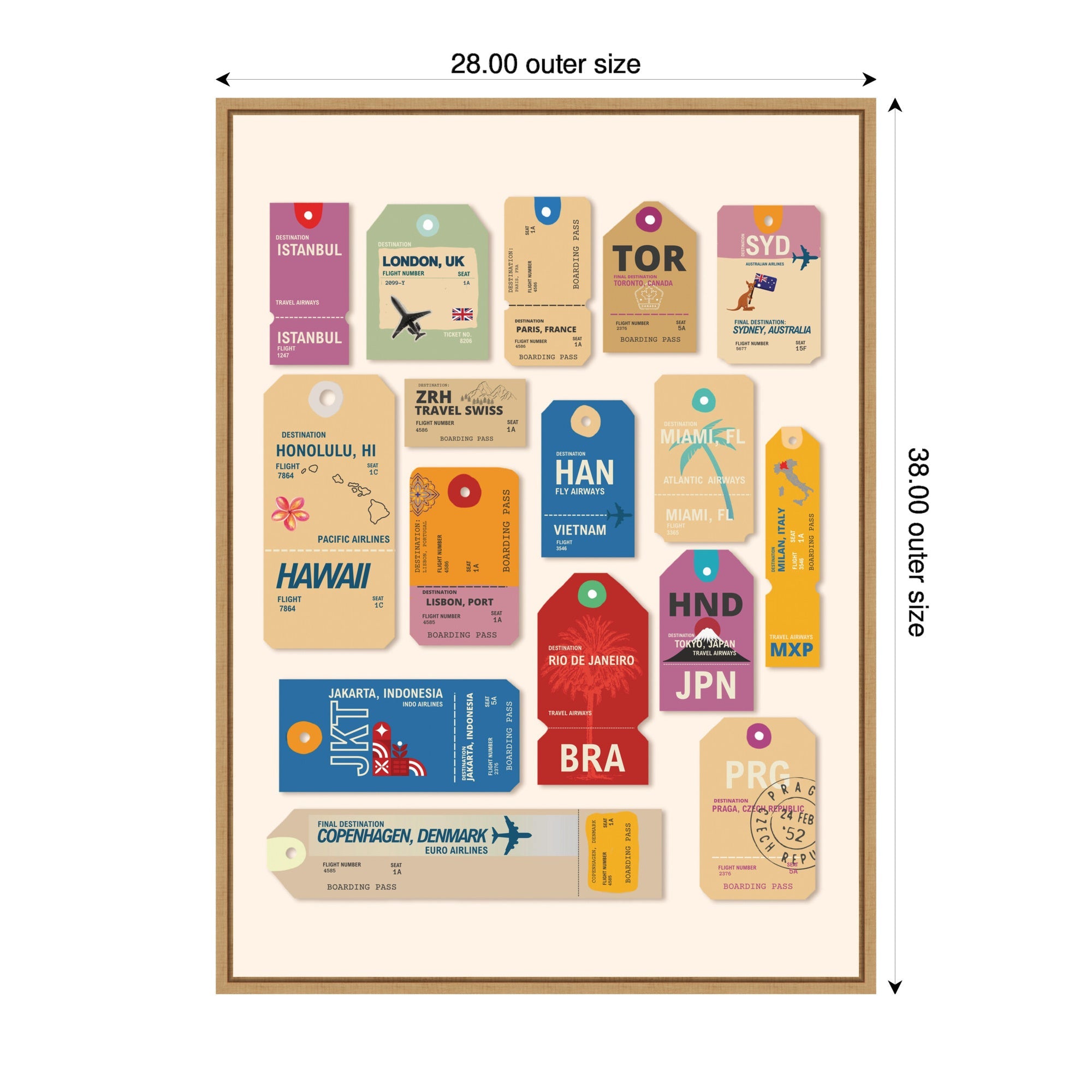 Travel Tags by Honey Island Studio Framed Canvas Wall Art Print