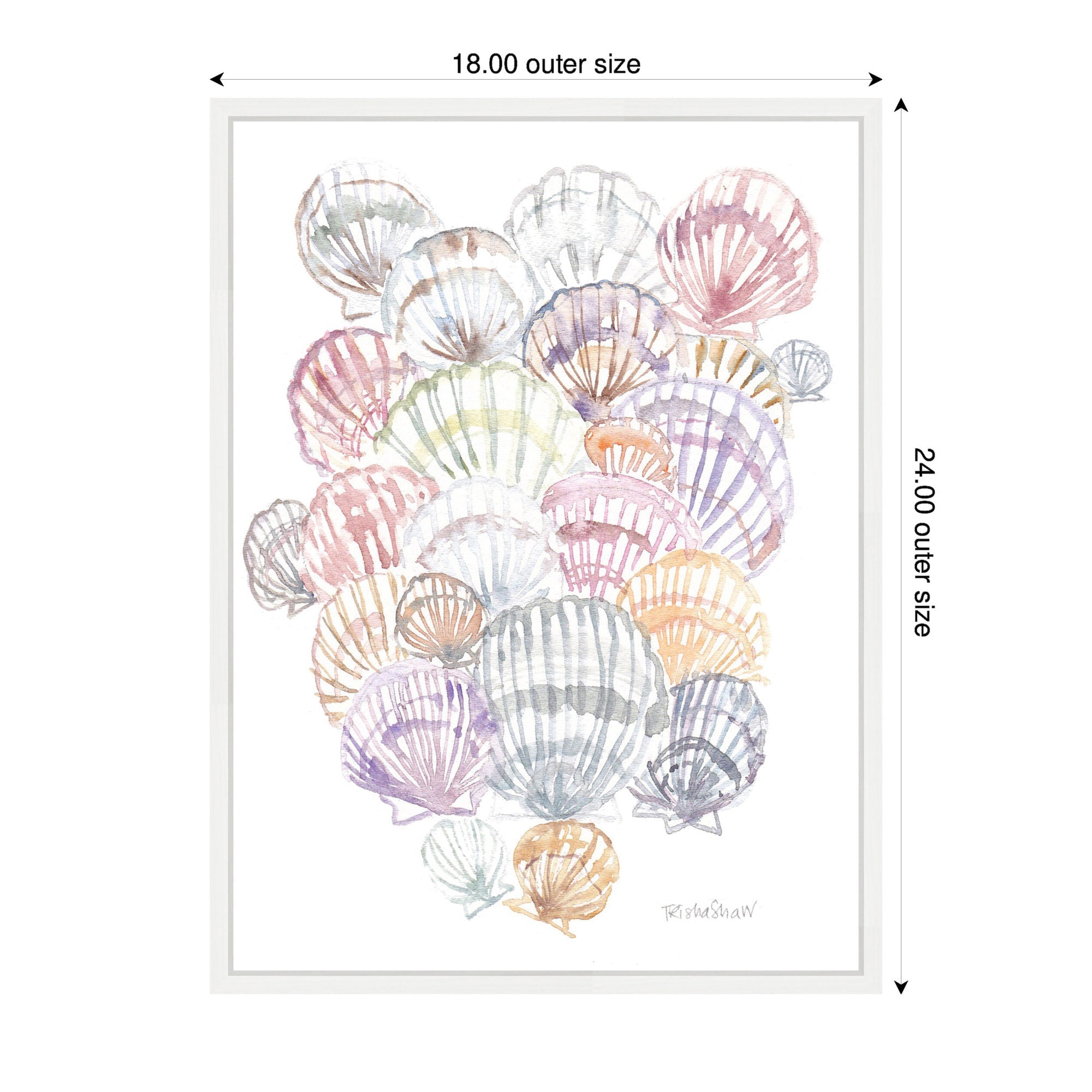 Sylvie Pale Pastel Shells Framed Canvas by Patricia Shaw
