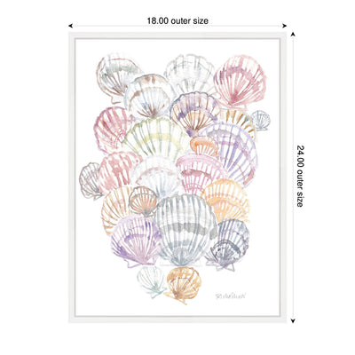 Sylvie Pale Pastel Shells Framed Canvas by Patricia Shaw
