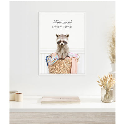 Sylvie Raccoon Little Rascal Laundry Service Framed Canvas by Amy Peterson