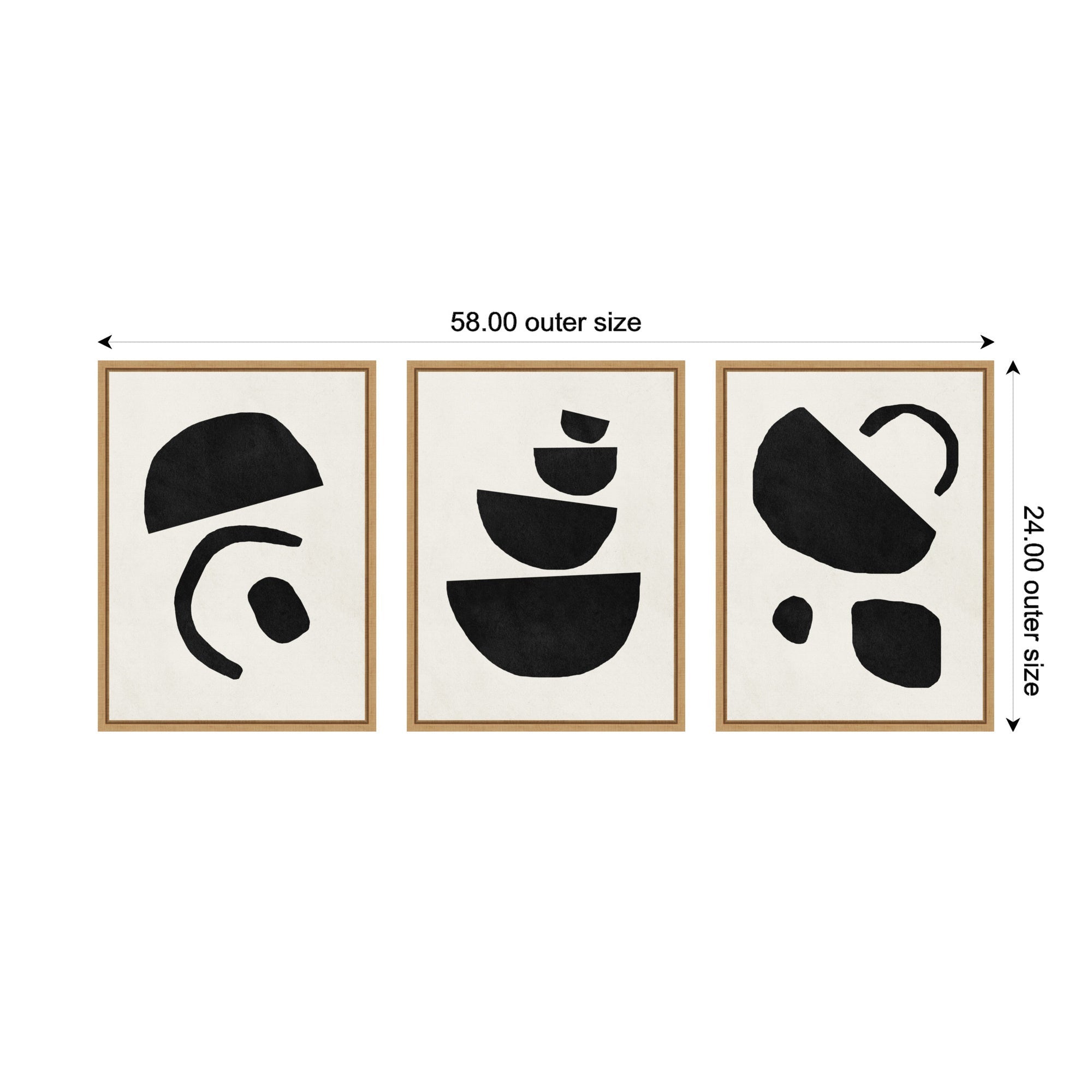 Sylvie Black Geometric Abstracts Framed Canvas Art Set by July Art Prints