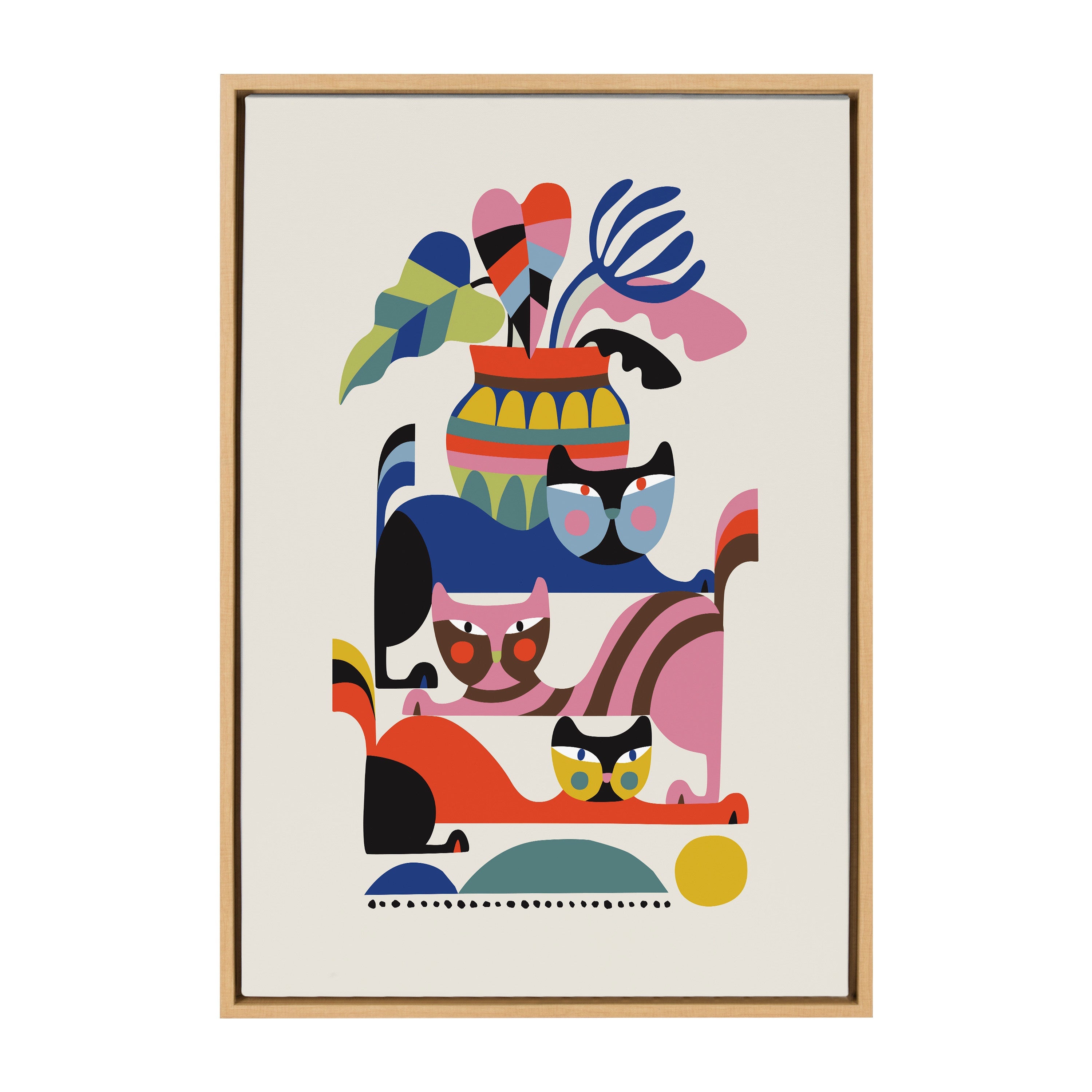 Sylvie 3 Cats Framed Canvas by kateandlaurel - product image 18 for Resin Society