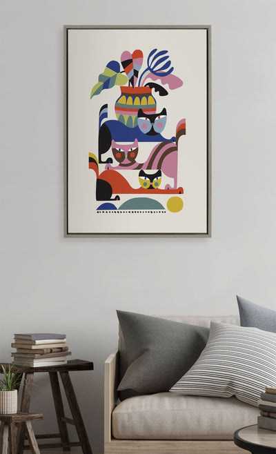 Sylvie 3 Cats Framed Canvas by kateandlaurel - product image 13 for Resin Society
