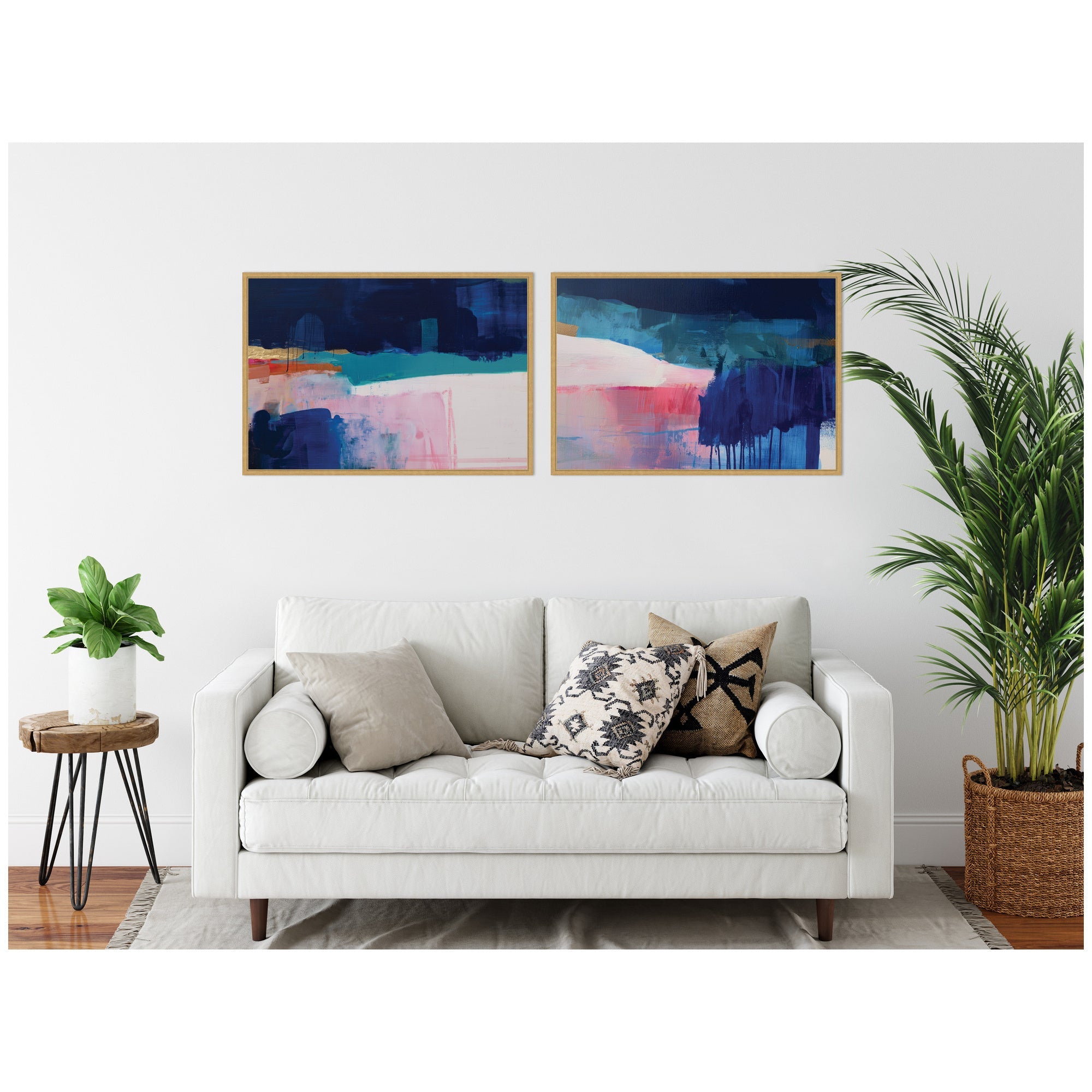 Blue Current No.
1 & No.
2 2 Piece Framed Canvas Wall Art Set by Amy Lighthall