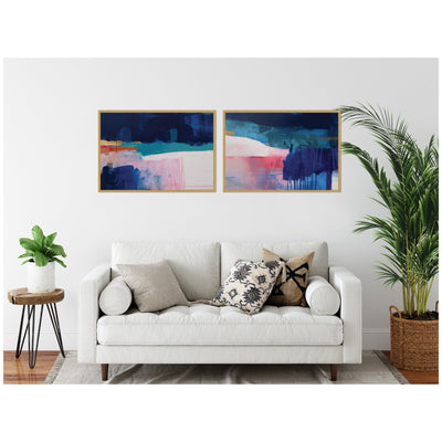 Blue Current No.
1 & No.
2 2 Piece Framed Canvas Wall Art Set by Amy Lighthall
