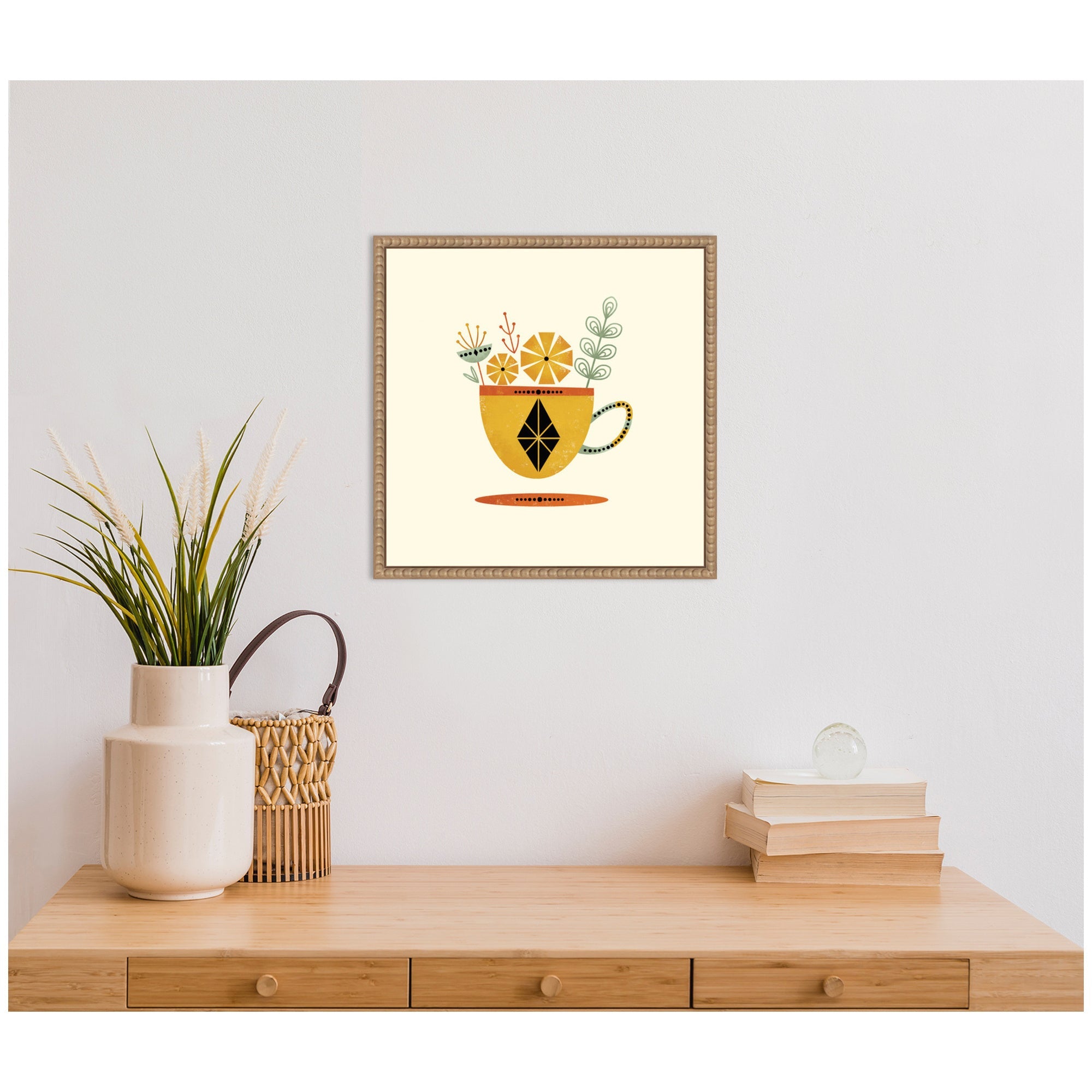Sylvie Yellow Cup Framed Canvas by Amber Leaders