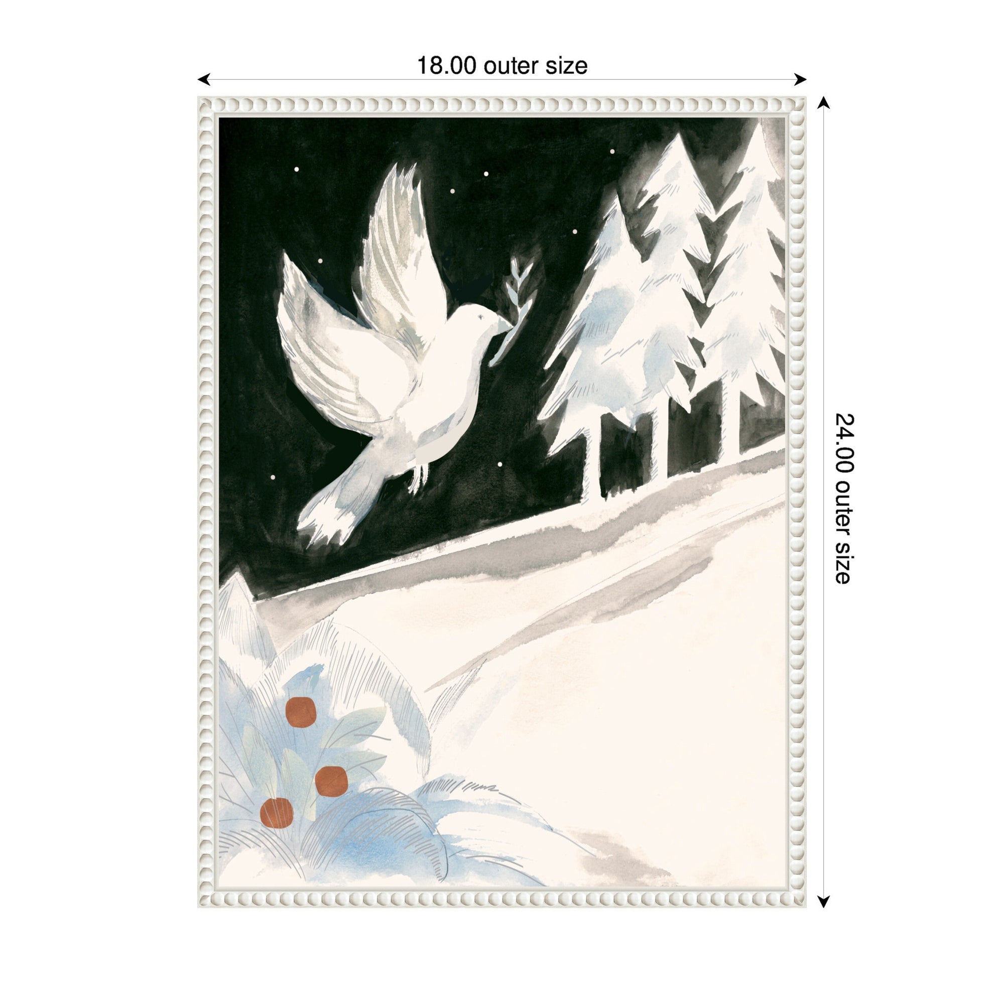 Sylvie Beaded Peace Dove Framed Canvas by Teju Reval