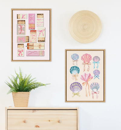 Sylvie Seashell Bows Framed Canvas by Honey Island Studio