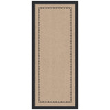 Tall rectangular beige pinboard with a black frame and a simple black scallop line pattern forming a border inside the board.