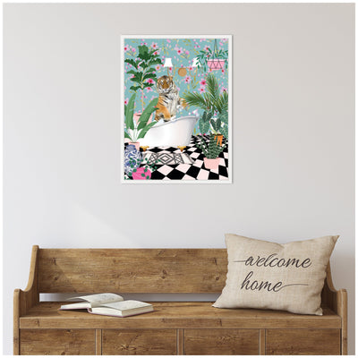 Sylvie Beaded Maximalist Tiger Bath Framed Canvas by Honey Island Studio