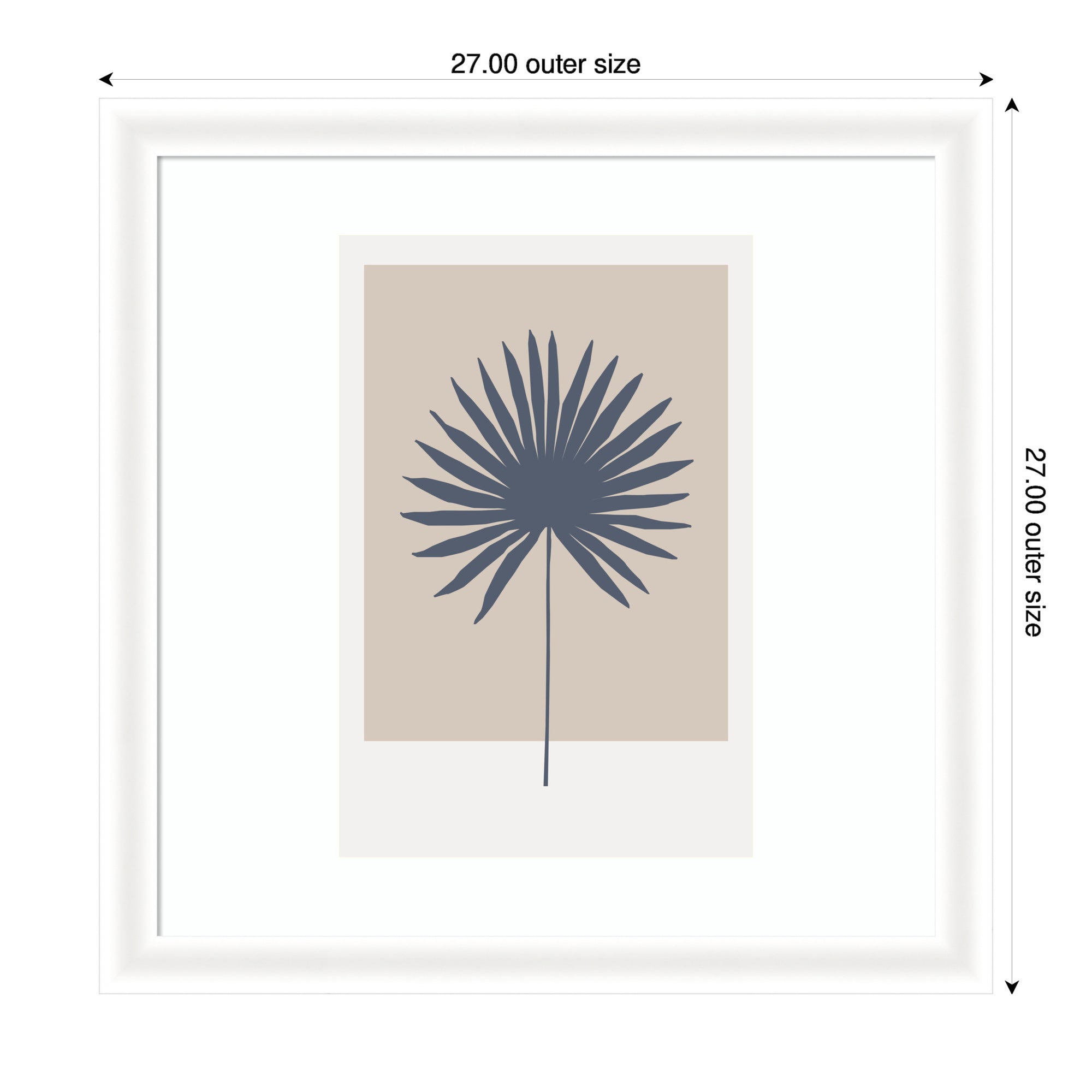 Muted Tan and Blue Colorblock Botanical Palm by The Creative Bunch Studio Framed Wall Art Print