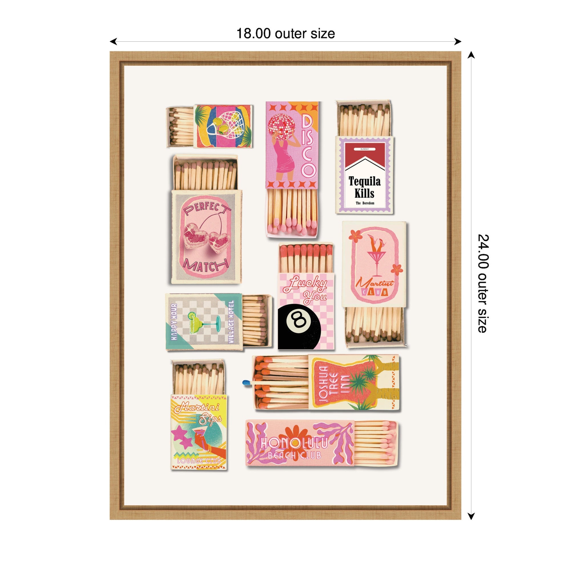 Framed Vintage Pink Matchboxes by Honey Island Studio Canvas Wall Art Print