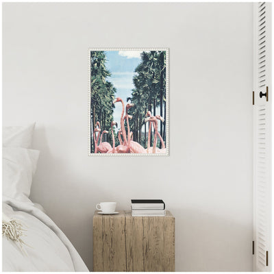 Sylvie Palm Trees and Flamingos Framed Canvas by Sarah Eisenlohr