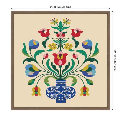 Floral Blue Vase 02 by Rachel Lee Framed Canvas Wall Art Print