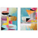 NC Objet 1 & 2 framed canvas wall art set by Nikki Chu showing abstract form in muted tones within Sylvie frames