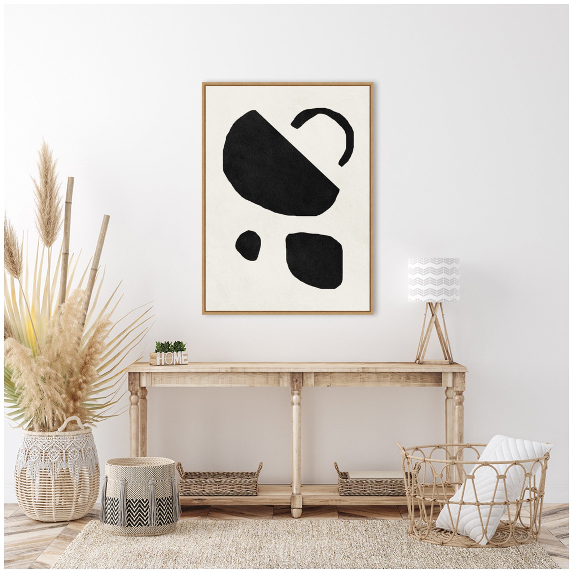 Sylvie Black Geometric Abstract 2 Framed Canvas by July Art Prints