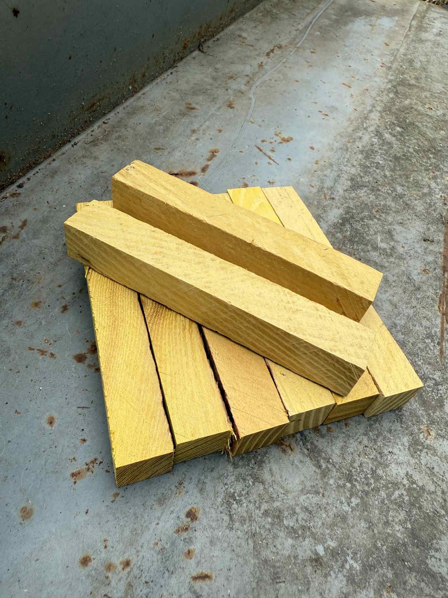 Hand-cut Osage Orange wooden pen turning blanks ready for lathe use