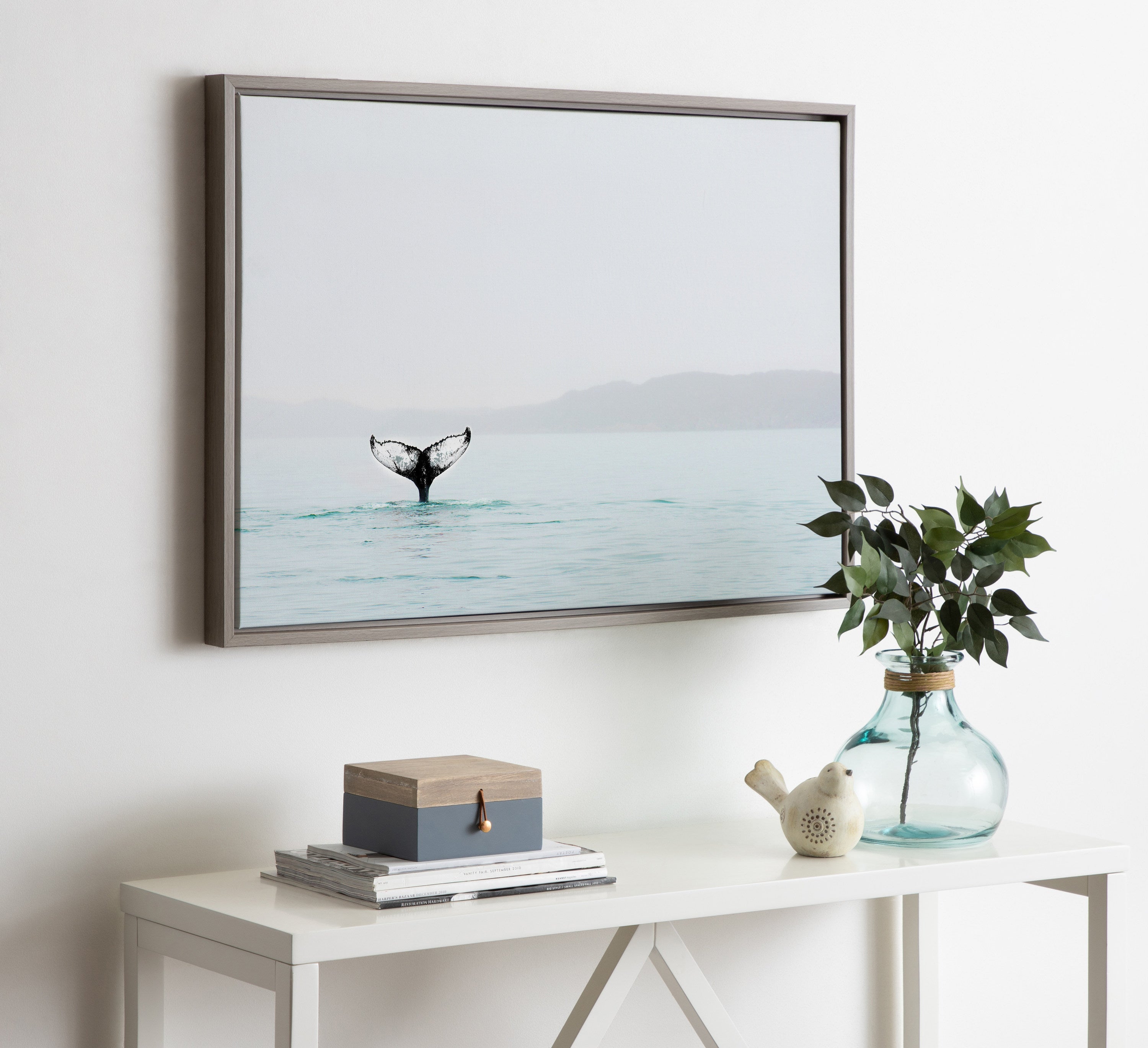 Sylvie Whale Tail In The Mist Framed Canvas by Amy Peterson by kateandlaurel - product image 8 for Resin Society