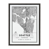 Sylvie Seattle Modern Map Framed Canvas by kateandlaurel - main product image for Resin Society