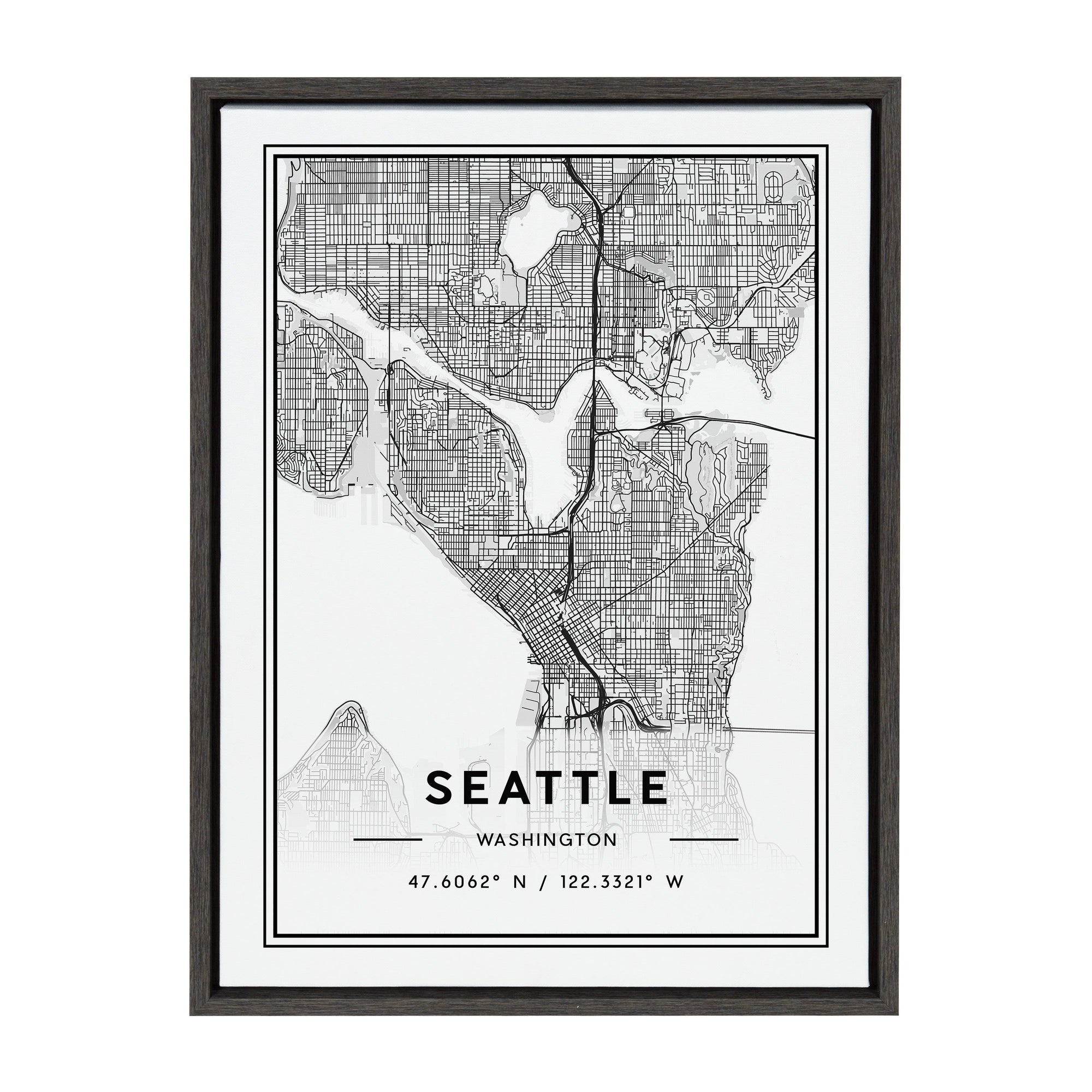 Sylvie Seattle Modern Map Framed Canvas by kateandlaurel - product image 9 for Resin Society