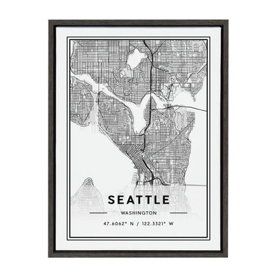 Sylvie Seattle Modern Map Framed Canvas by kateandlaurel - product image 9 for Resin Society