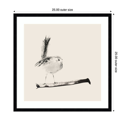 Sketched Bird On Branch by Danushka Abeygoda Framed Wall Art Print