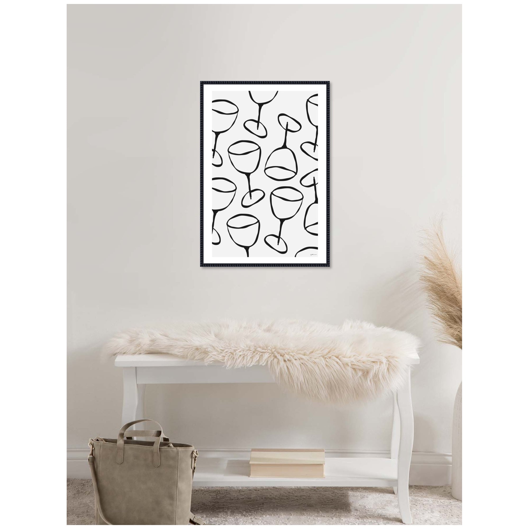 Wine Everywhere by Gabrielly Guedes Framed Canvas Wall Art Print