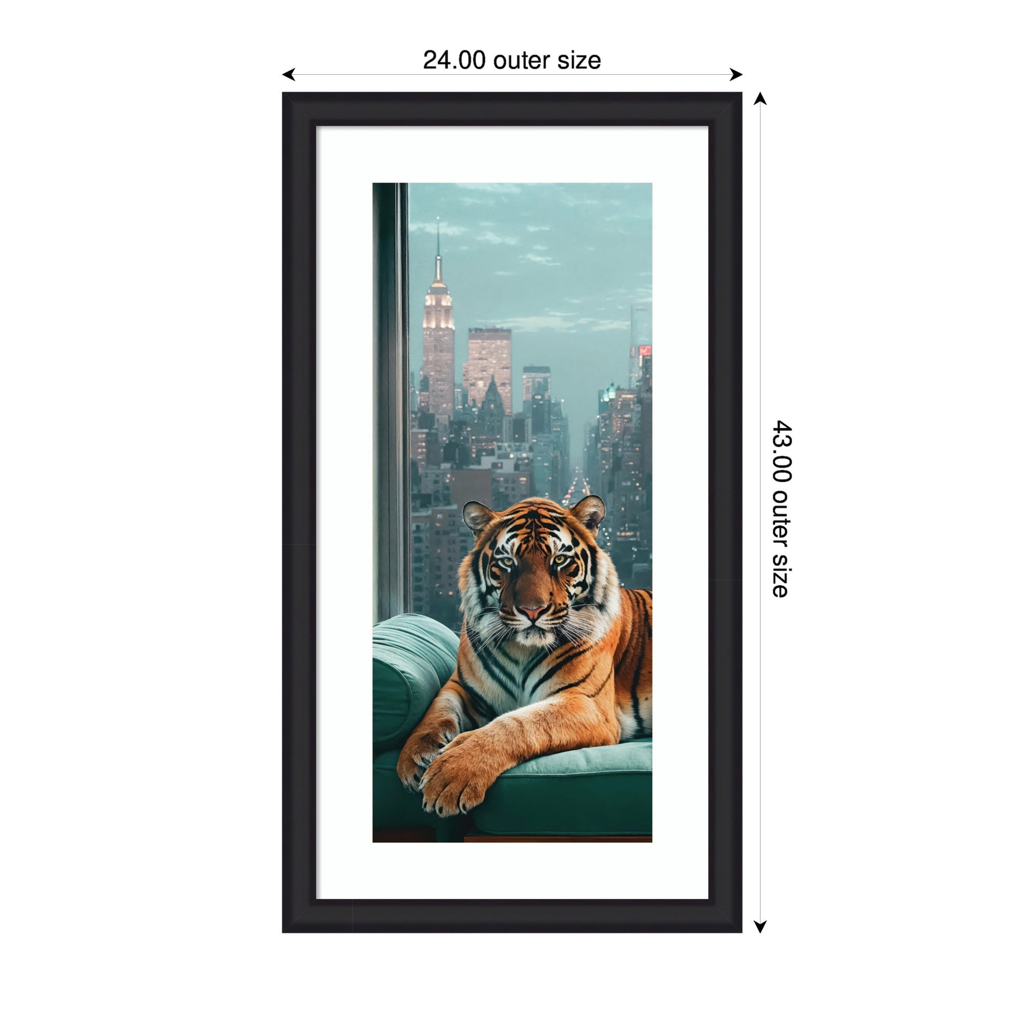 Framed Art Graceful Tiger in New York Panel by Michael Schauer