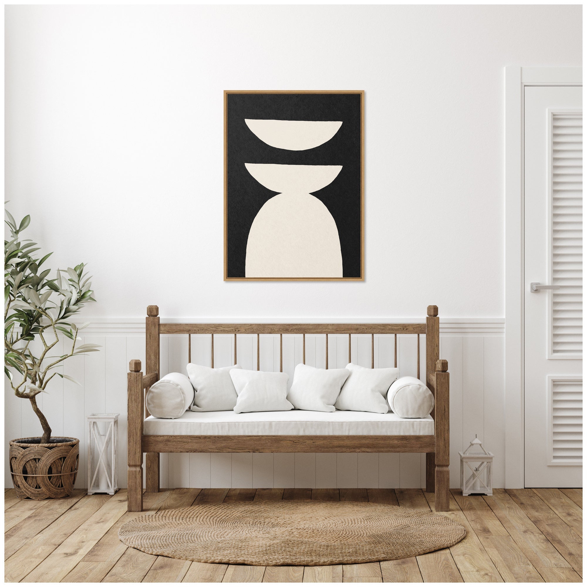 Sylvie White Geometric Abstract Framed Canvas by July Art Prints