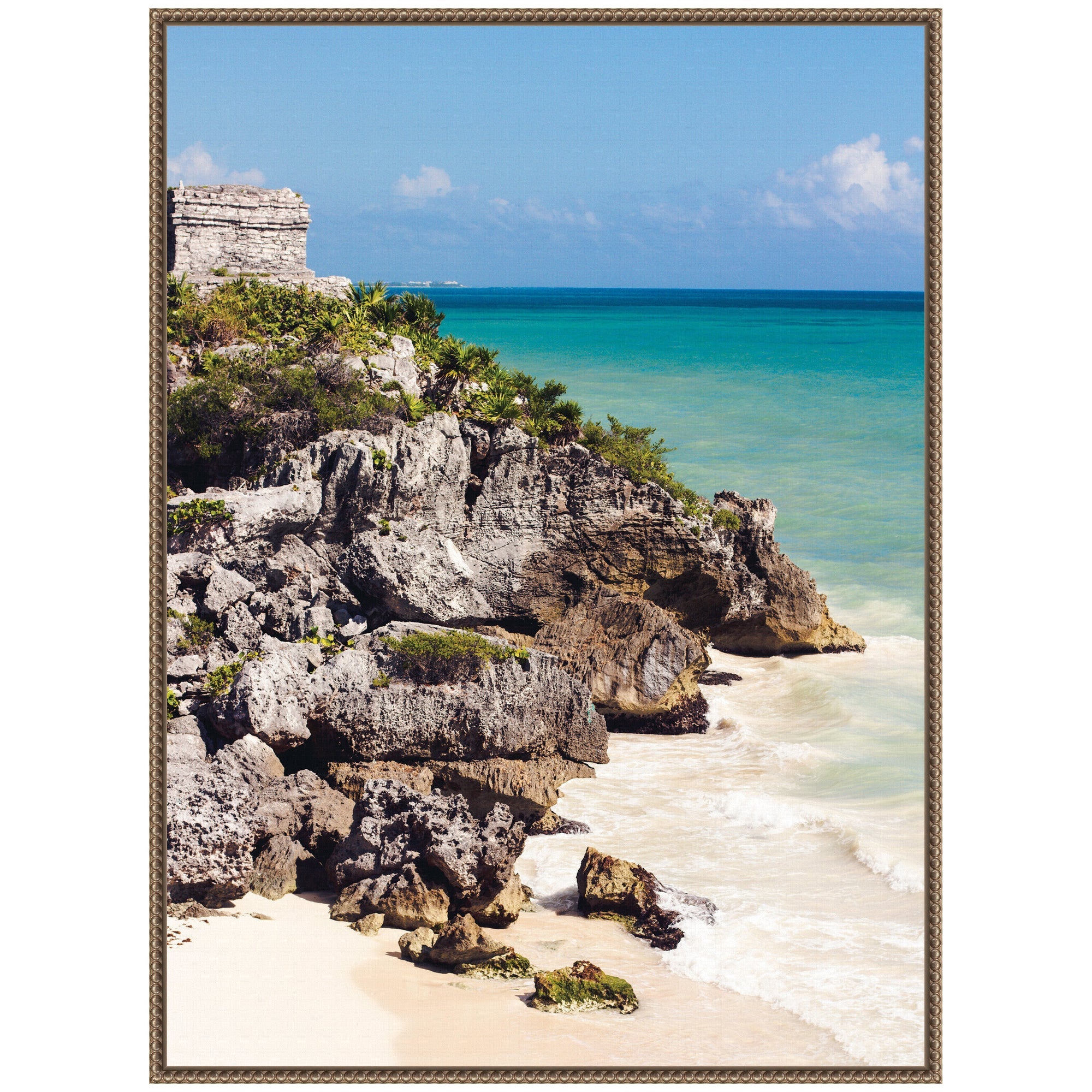 Sylvie Tulum Ruins Mexico Seascape Framed Canvas by kateandlaurel - product image 5 for Resin Society