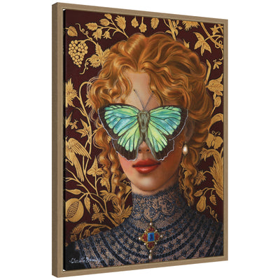 Cassandra by Charlotte Brindley framed canvas wall art print in Sylvie dark gold frame