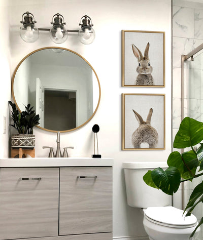 Sylvie Bunny Portrait and Bunny Tail Framed Canvas Art Set by Amy Peterson Art Studio
