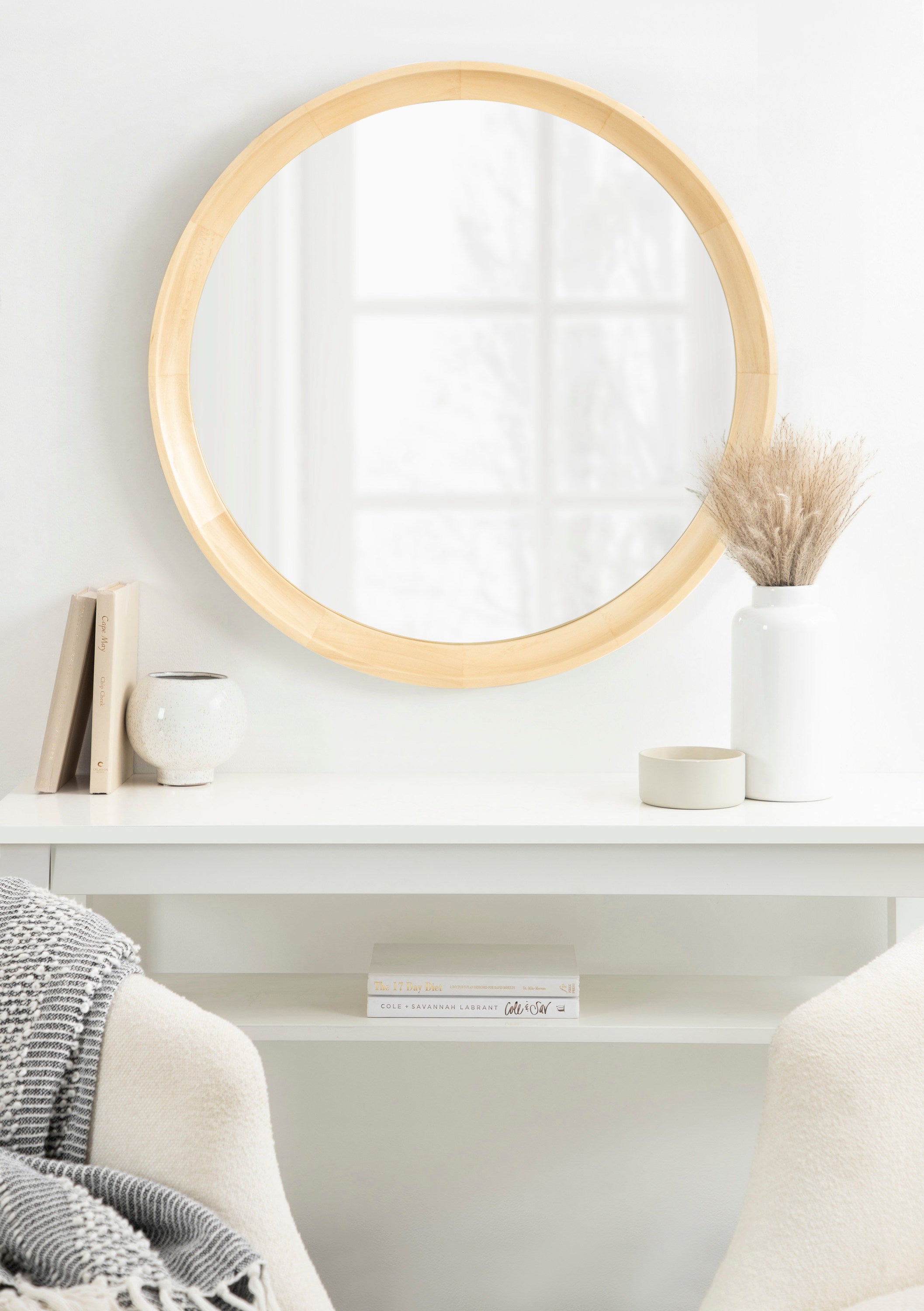Hatherleigh Round Wood Wall Mirror