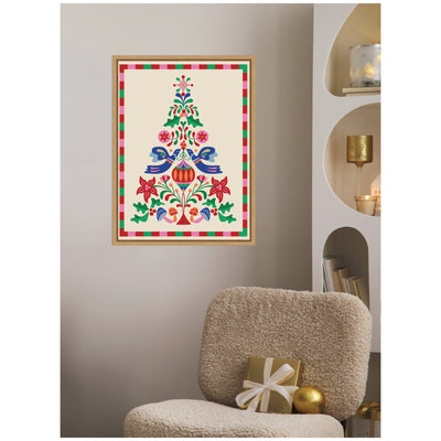 Sylvie Framed Canvas Folk Art Christmas Tree by Rachel Lee