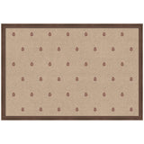 Rectangular beige pinboard with evenly spaced small red botanical block prints and a dark brown wooden frame.