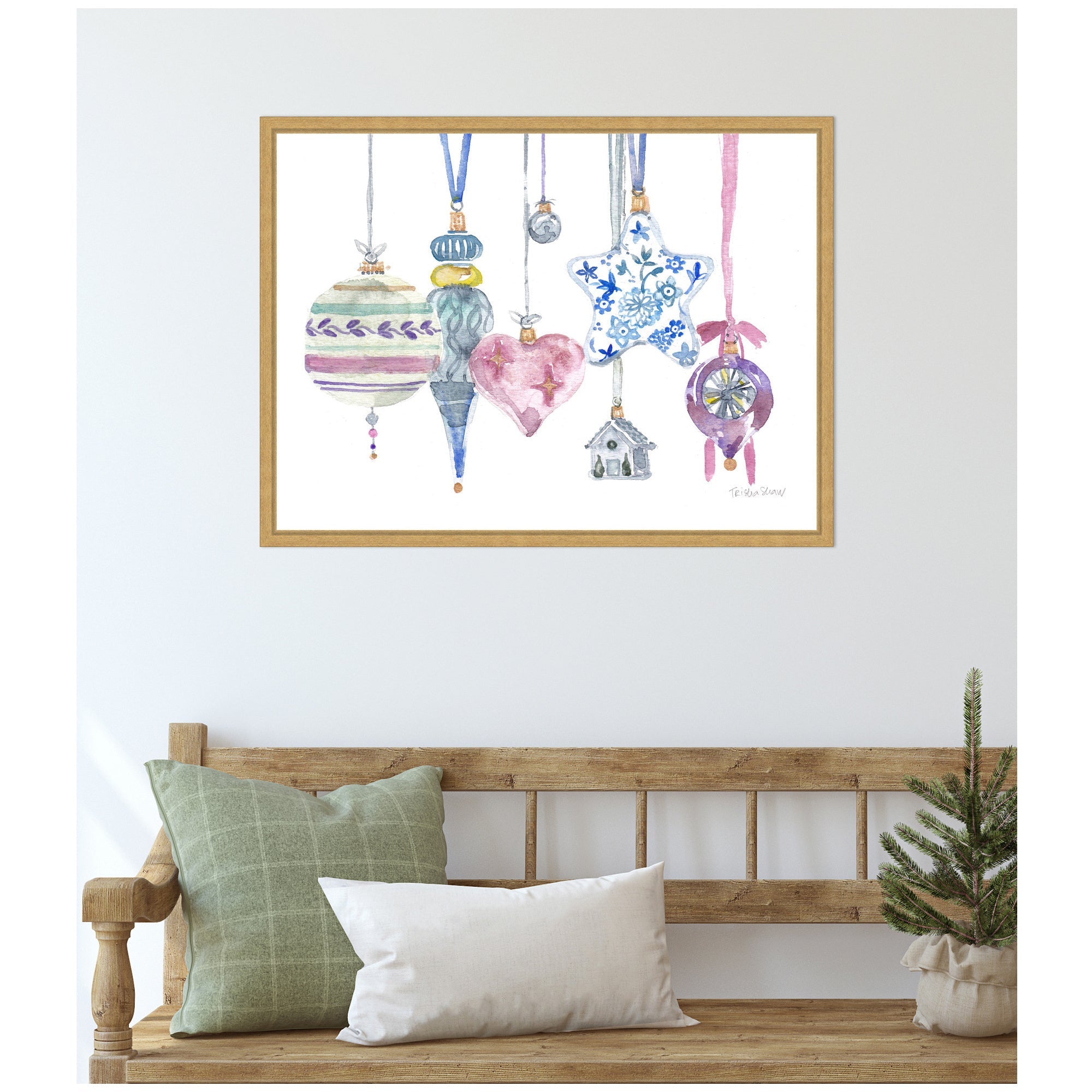 Sylvie Framed Canvas Vintage Hanging Ornaments by Patricia Shaw
