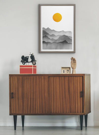 Blake Black Yellow Mountain Range Silhouette Framed Printed Glass by kateandlaurel - product image 16 for Resin Society