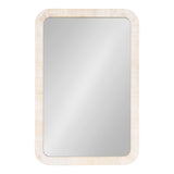 Rectangular wall mirror with softly rounded corners and a textured cream-colored frame, shown against a plain white background.
