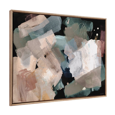Sylvie Beaded Nebula Abstract Framed Canvas by Amy Lighthall showing a gold vintage beaded frame around a textured nebulous abstract print.