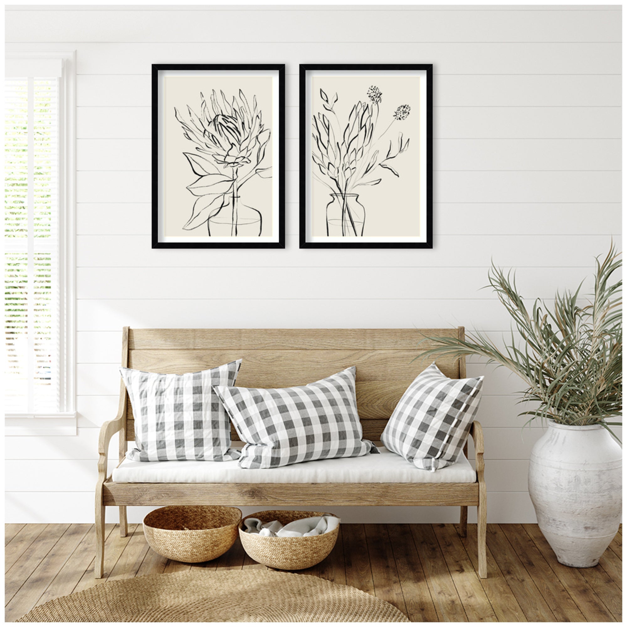 SB Protea Sketch No.
1 & No.
2 2 Piece Framed Wall Art Print Set by Sara Berrenson