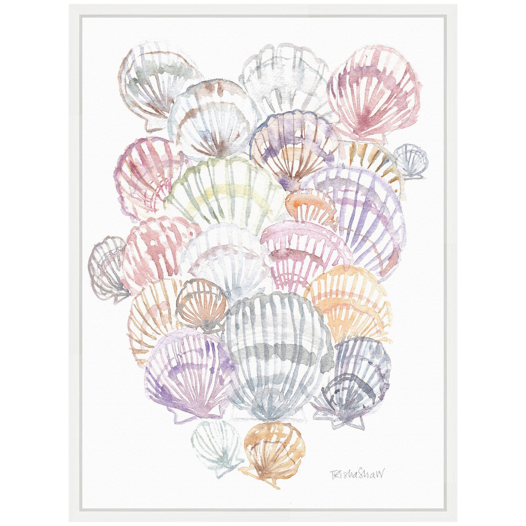 Sylvie Pale Pastel Shells Framed Canvas by Patricia Shaw