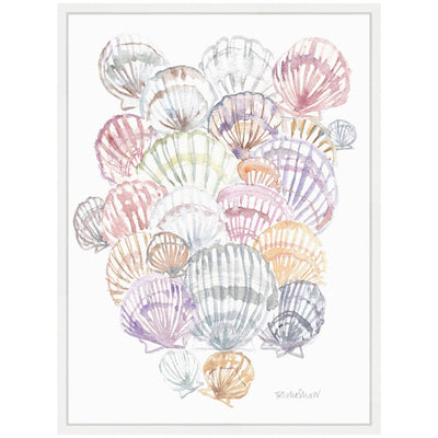 Sylvie Pale Pastel Shells Framed Canvas by Patricia Shaw